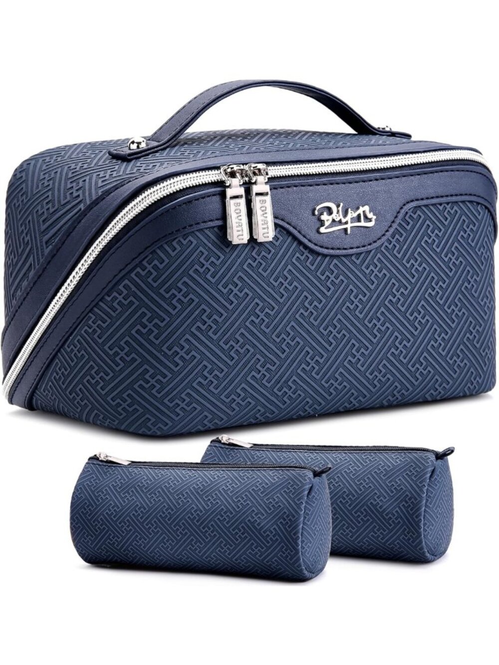 Vintage-Inspired Travel Makeup Bag Set | Large Capacity Cosmetic Organizer - 3